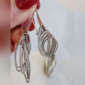 White gold, sterling and pavé diamonds earrings and pendant set